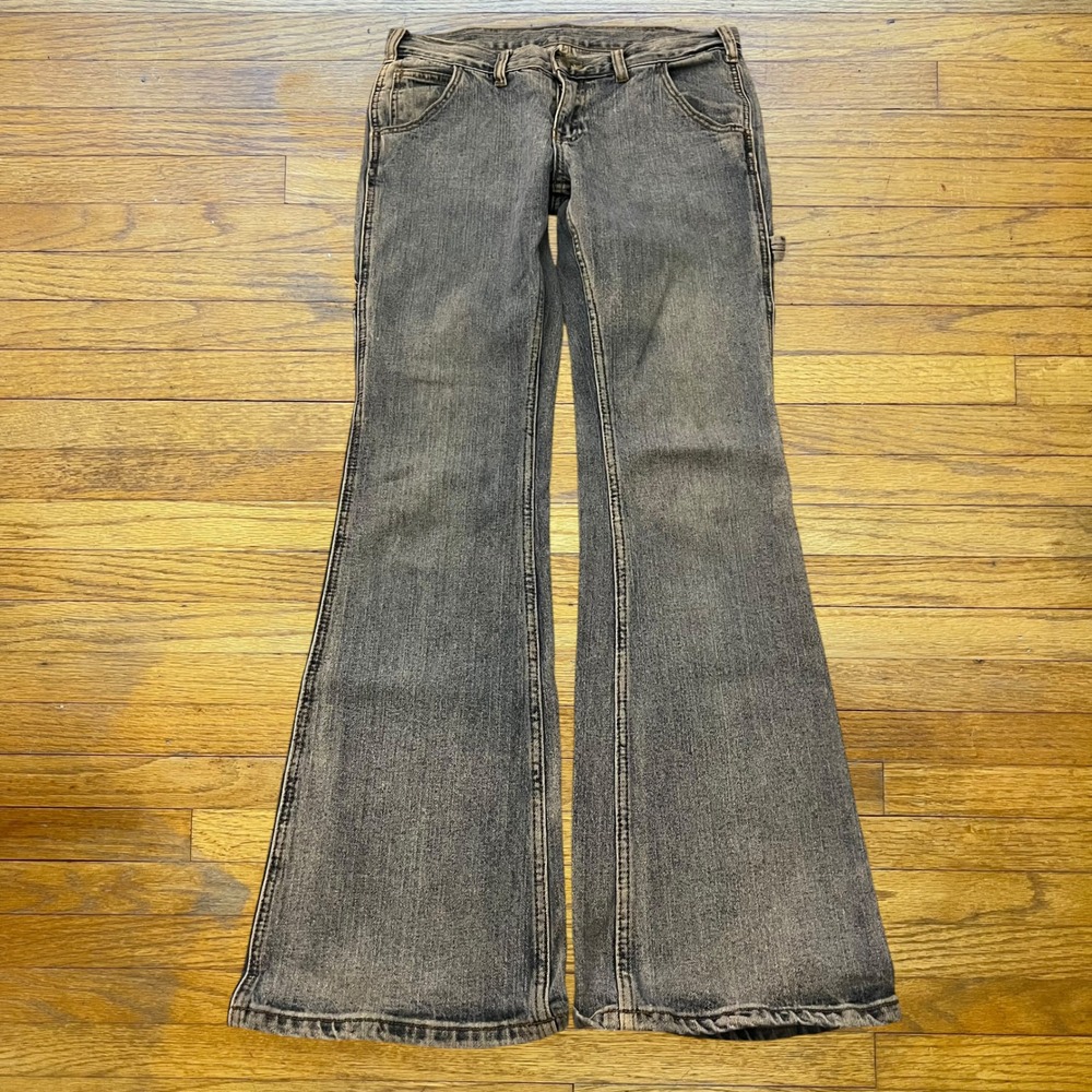 J. Galt Shanghai Carpenter Flare Jeans Faded Black Wide Leg Pants Size S